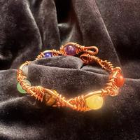 Copper King Chakra Double Helix Bracelet - Unique Design with Central Bead & Copper Wire Wrap Style for Everyday Wear or Spec...