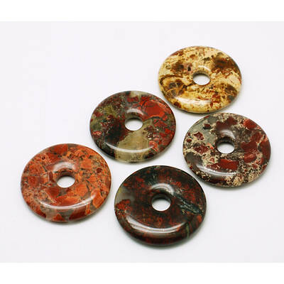 Donut/Pi Disc Natural Gemstone Pendants