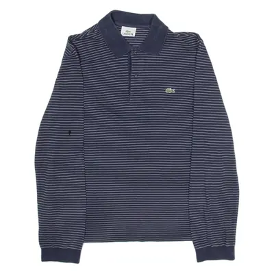 LACOSTE Mens Polo Shirt Blue Striped Long Sleeve XS