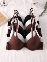 Women's Solid Color Lace Bra, Soft Minimalist Comfortable Breathable Push Up Bra, Women's Lingerie for All Seasons, Intimate ...