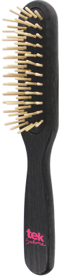 Tek - Black Wooden Paddle Brush with Short Teeth | For Short & Fine Hair