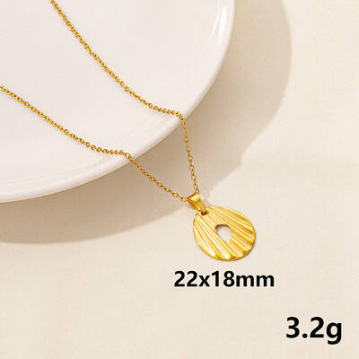 304 Stainless Steel Flat Round Pendant Necklaces