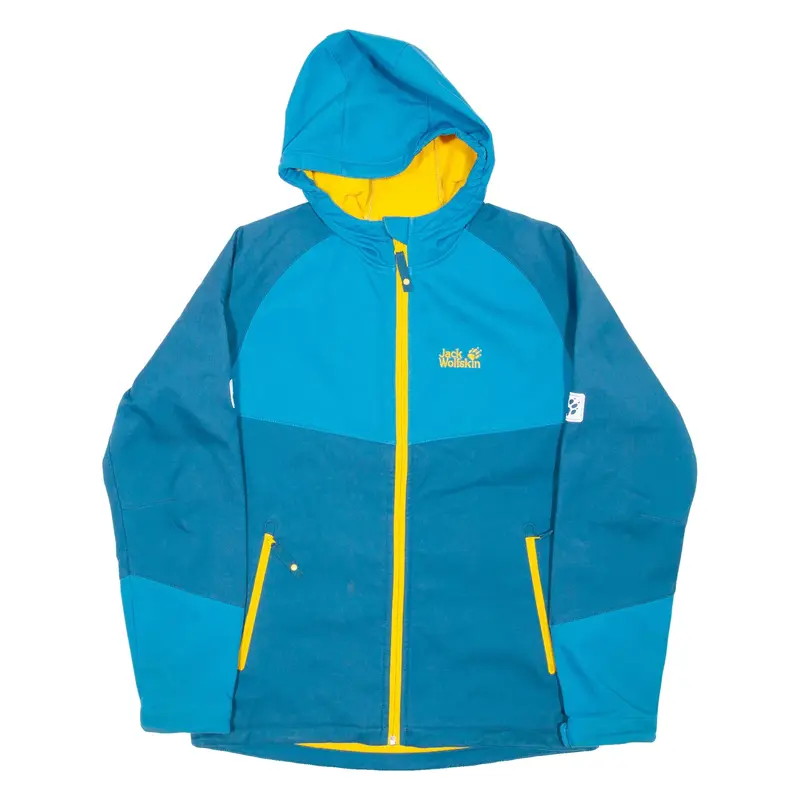 JACK WOLFSKIN Boys Jacket Blue Hooded Colourblock M