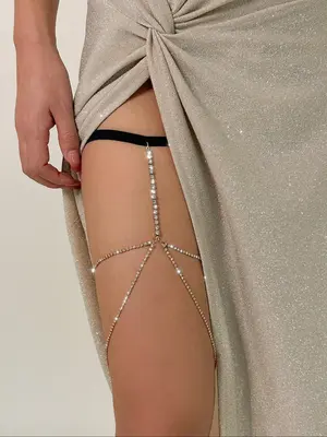 Women's Rhinestone Decorated Thigh Chain, Fashionable Body Jewelry for Party, Daily Clothing Decor, Trendy All-match & Exquis...