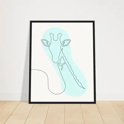 Framed Tranquility - Giraffe Line Art