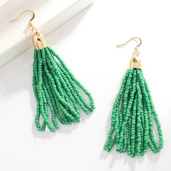 Boho Seed Bead Tassel Earrings