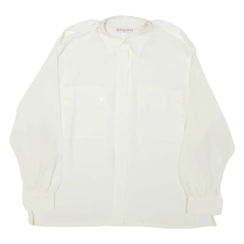 ESTER KEN PARIS Womens Shirt White Collared Long Sleeve XL