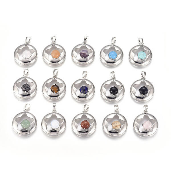 Natural & Synthetic Mixed Gemstone Pendants