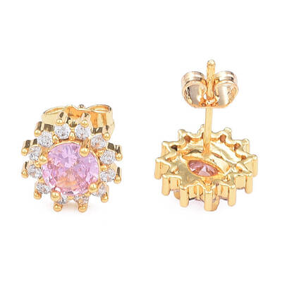 Cubic Zirconia Flower Stud Earrings