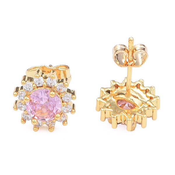 Cubic Zirconia Flower Stud Earrings