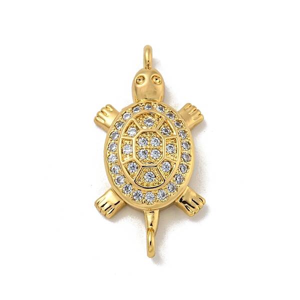 Brass Pave Clear Cubic Zirconia Sea Animal Connector Charms