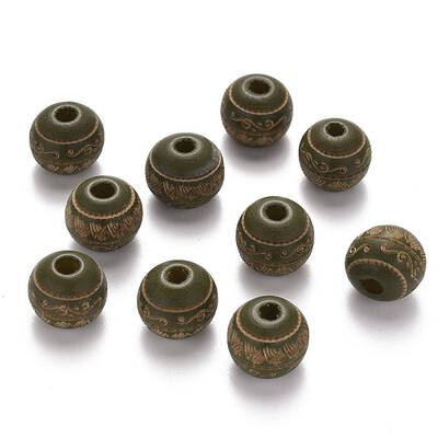 Painted Natural Wood Beads