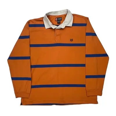 Chaps Ralph Lauren Striped Rugby Shirt - XL Orange Cotton