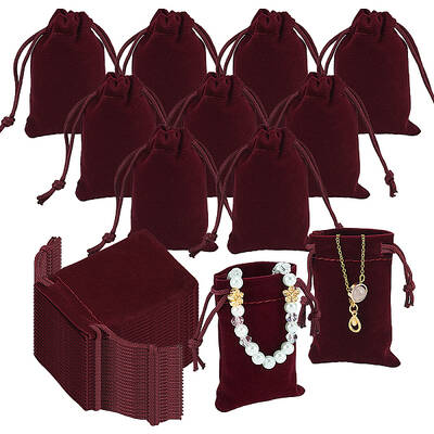 60Pcs Rectangle Velvet Drawstring Pouches