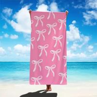 Bow Pattern Beach Towel, Soft Water Absorbent Towel, Comfortable Beach Towel for Camping, Surfing, Bathing, Outdoor Activitie...
