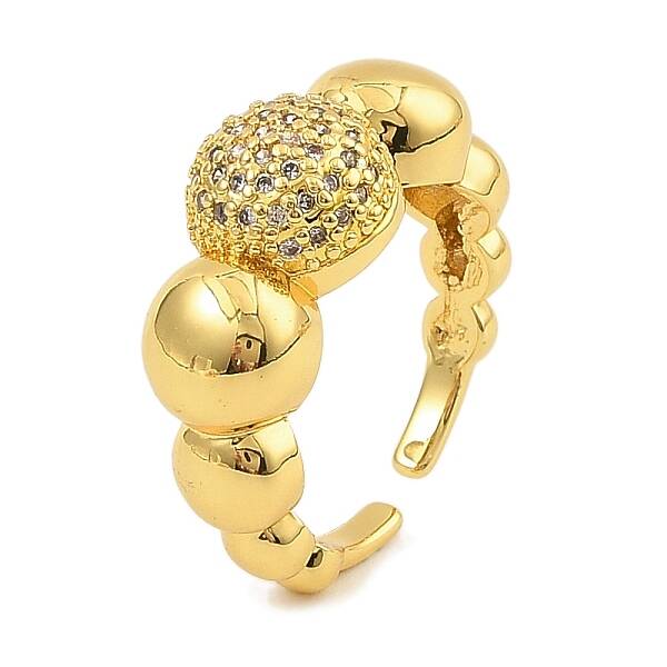 Brass Micro Pave Cubic Zirconia Cuff Rings for Women