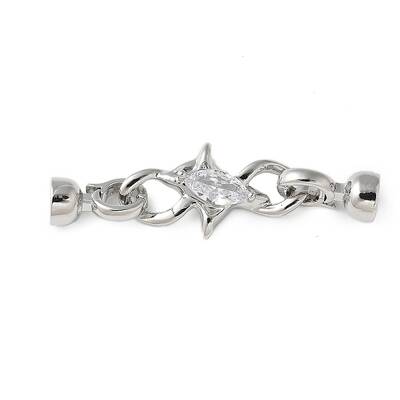 Brass Micro Pave Clear Cubic Zirconia Fold Over Clasps