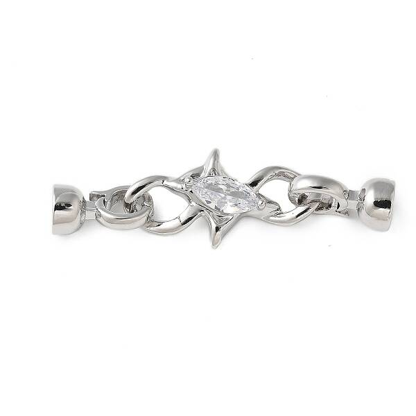 Brass Micro Pave Clear Cubic Zirconia Fold Over Clasps