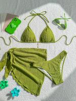 Women's Plain Bikini Set, Casual Fashion Swimsuit Set for Beach Holiday Vacation, Ladies Swimwear for All Seasons, Bathing Su...