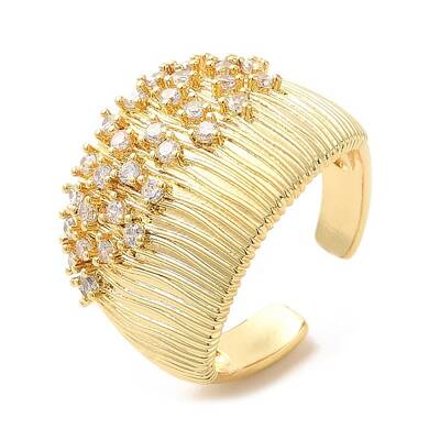 Brass Micro Pave Cubic Zirconia Open Cuff Rings