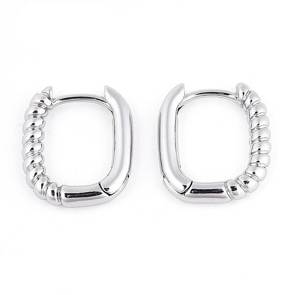 Half Spiral Rectangle Brass Hoop Earrings for Women