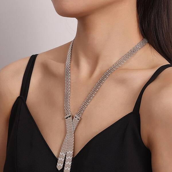304 Stainless Steel with Cubic Zirconia Mesh Chain Necklaces