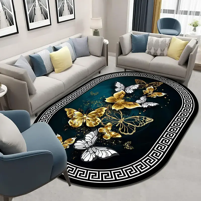Butterfly Pattern Non-slip Washable Floor Mat, 1 Count Classical Soft Floor Carpet, Decorative Area Rug for Home Living Room ...