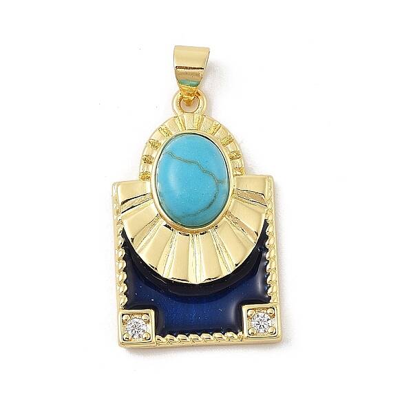 Brass Pave Synthetic Turquoise Pendants