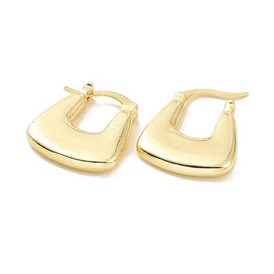 Brass Chunky Rectangle Hoop Earrings for Women
