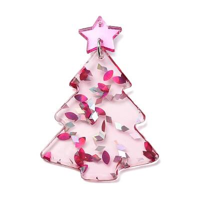 Christmas Tree Printed Opaque Acrylic Pendants