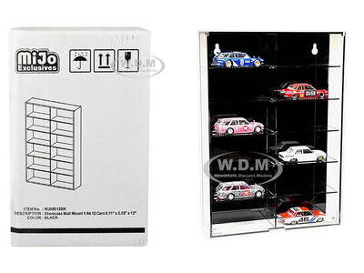 Showcase 12 Car Display Case Wall Mount with Black Back Panel Mijo Exclusives for 1/64 Scale Models