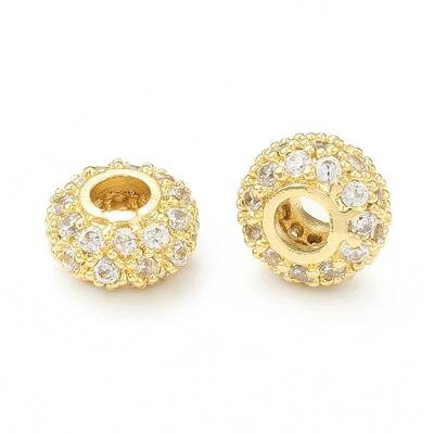 Brass Micro Pave Cubic Zirconia Beads