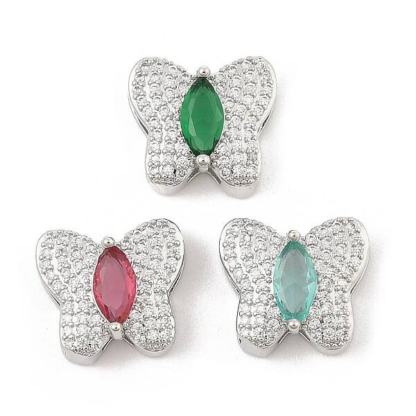 Brass Micro Pave Cubic Zirconia Slide Charms