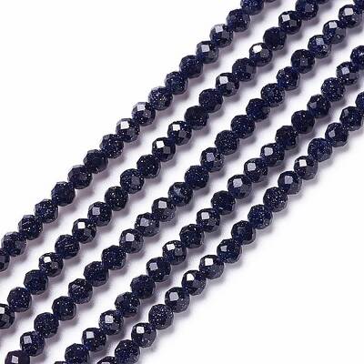 Synthetic Blue Goldstone Beads Strands