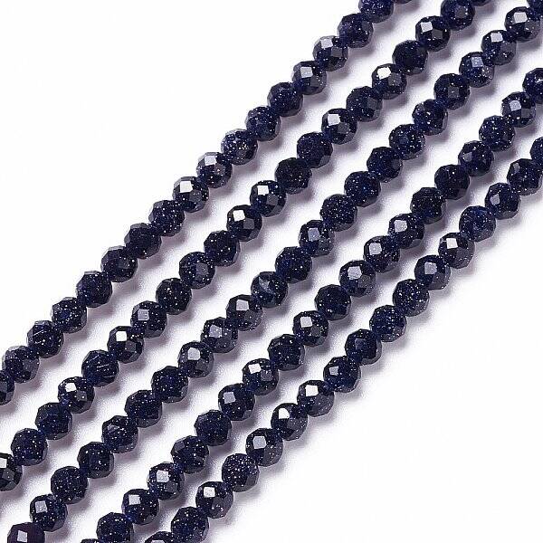 Synthetic Blue Goldstone Beads Strands