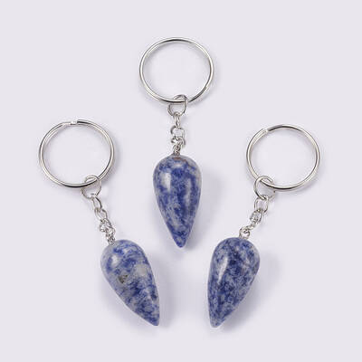 Natural Blue Spot Jasper Keychain