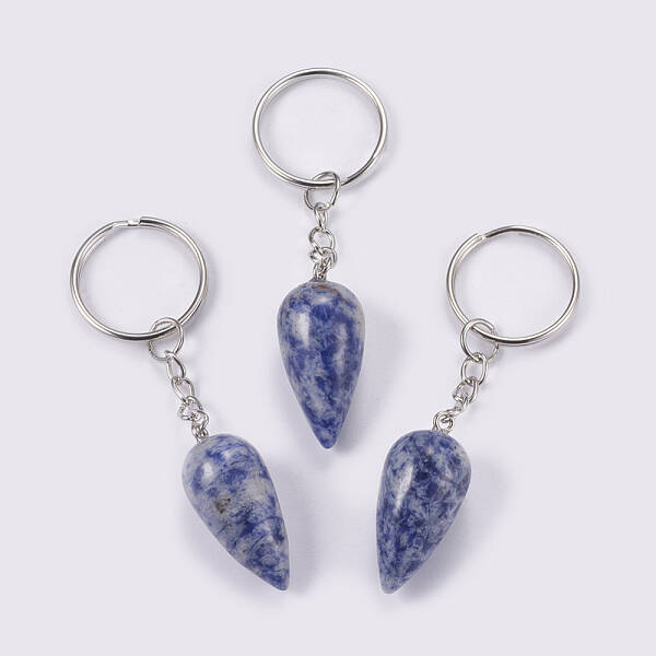 Natural Blue Spot Jasper Keychain