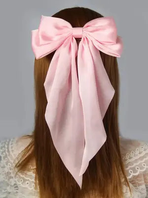 Cute Solid Color Bowknot Ribbon Decor French Clip, Long Bow Ribbon Decor Hair Clip, Fashion Hair Styling Accessories Perfect ...