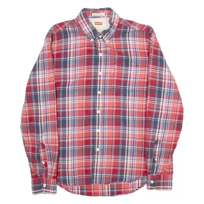 LEVI'S Slim Fit Mens Shirt Red Check Long Sleeve M