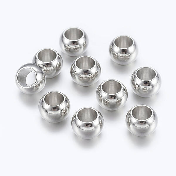 Platinum Brass European Beads