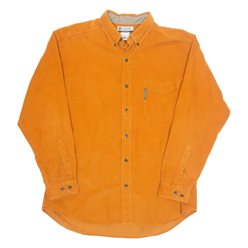 COLUMBIA Mens Plain Shirt Orange 90s Long Sleeve XL