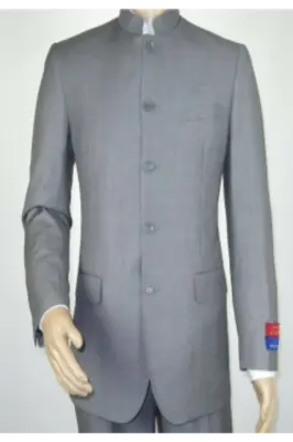 Collar Apollo King Men's 5 Button Mandarin Collar Nehru 2 Piece Suit