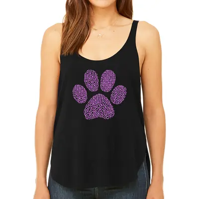 XOXO Dog Paw - Women's Premium Word Art Flowy Tank Top - Black - XX-Large