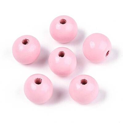 Spray Painted Round Natural Schima Wood Beads