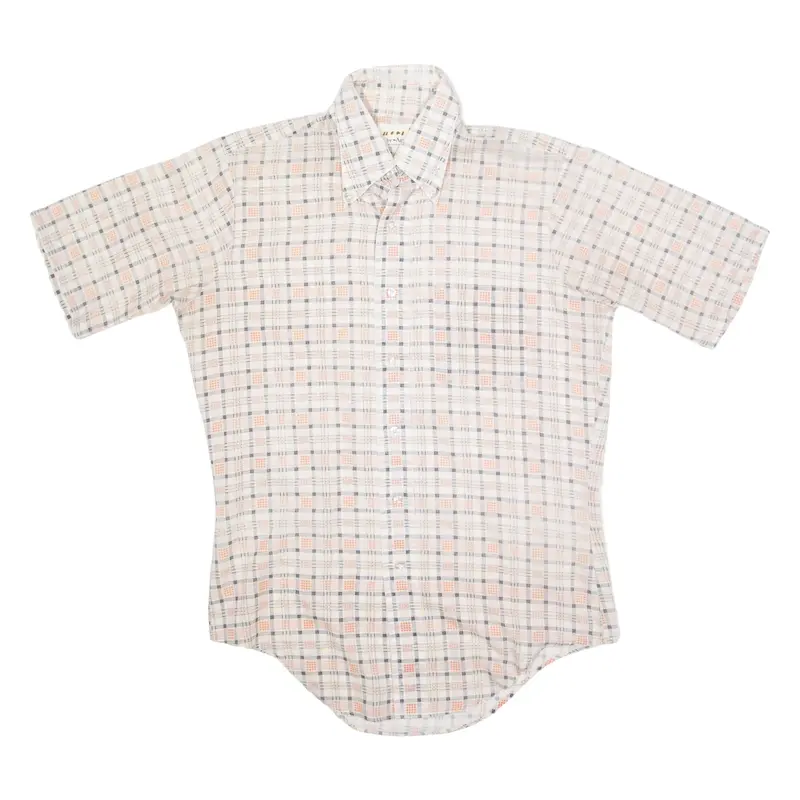 ARROW Shirt Orange Check Short Sleeve Mens M