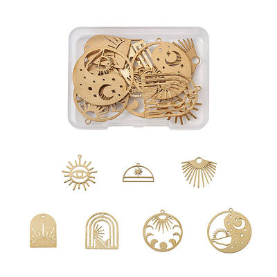 14Pcs 7 Style Brass Charms