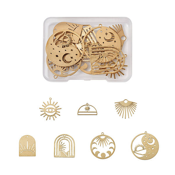 14Pcs 7 Style Brass Charms