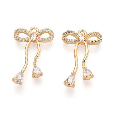 Brass Micro Pave Clear Cubic Zirconia Pendants