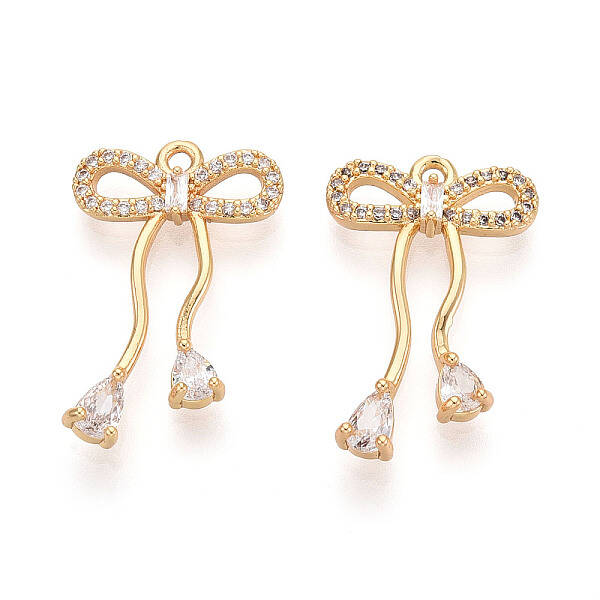 Brass Micro Pave Clear Cubic Zirconia Pendants