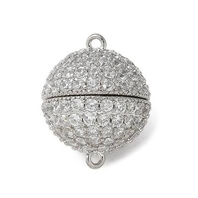 Brass Micro Pave Cubic Zirconia Magnetic Clasps